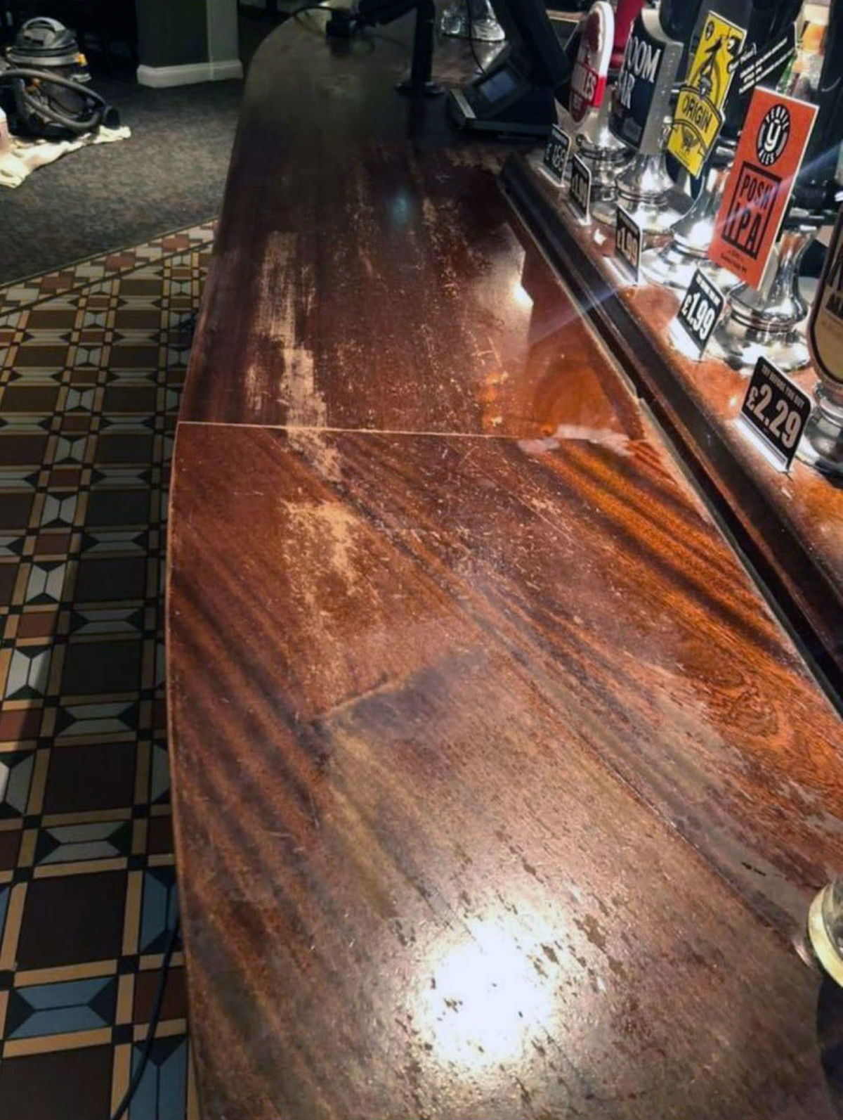 Bar-top before restoration