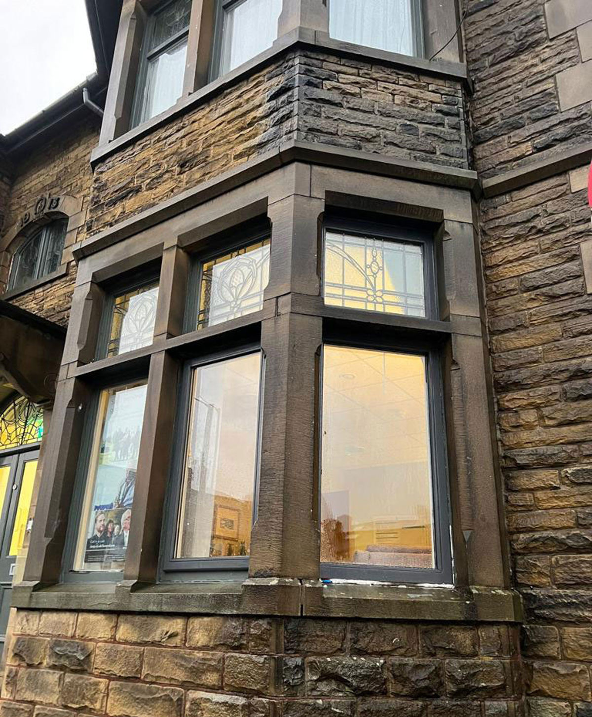 Replaced bay windows on a period home